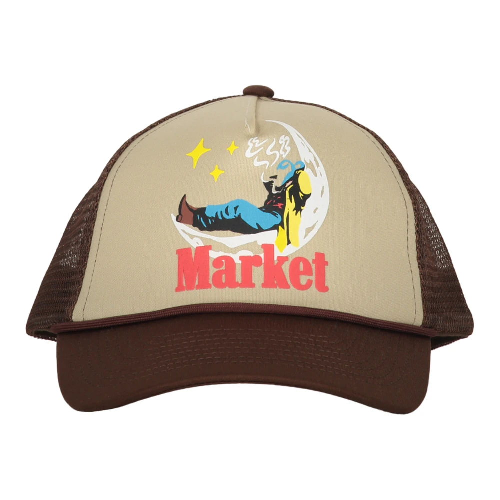 Market Baseballpet met reliëflogo Brown Heren