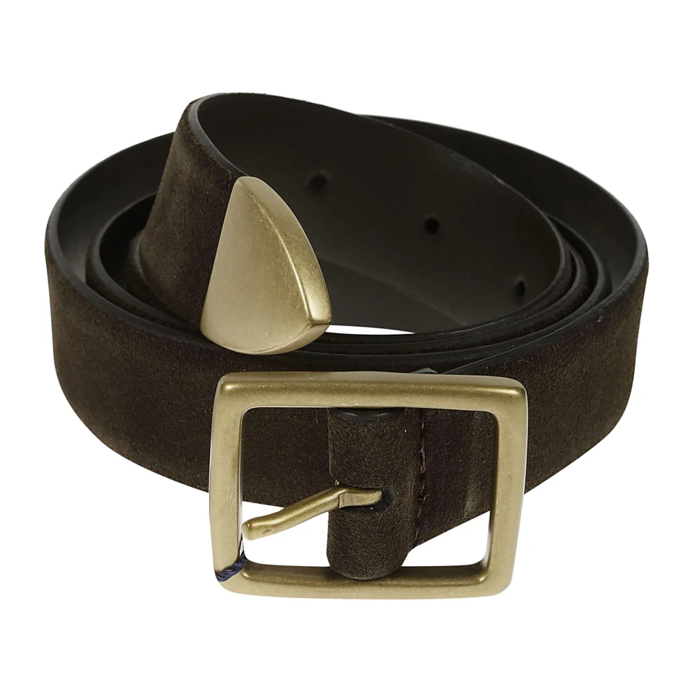Anderson's Suède riem met gouden gesp Brown Heren