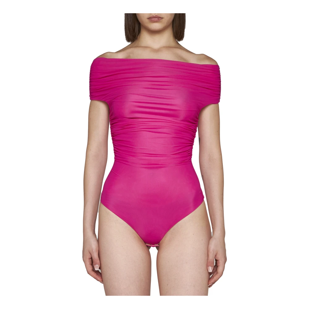 Andamane Fuchsia Off-Shoulder Gerimpelde Top Pink Dames
