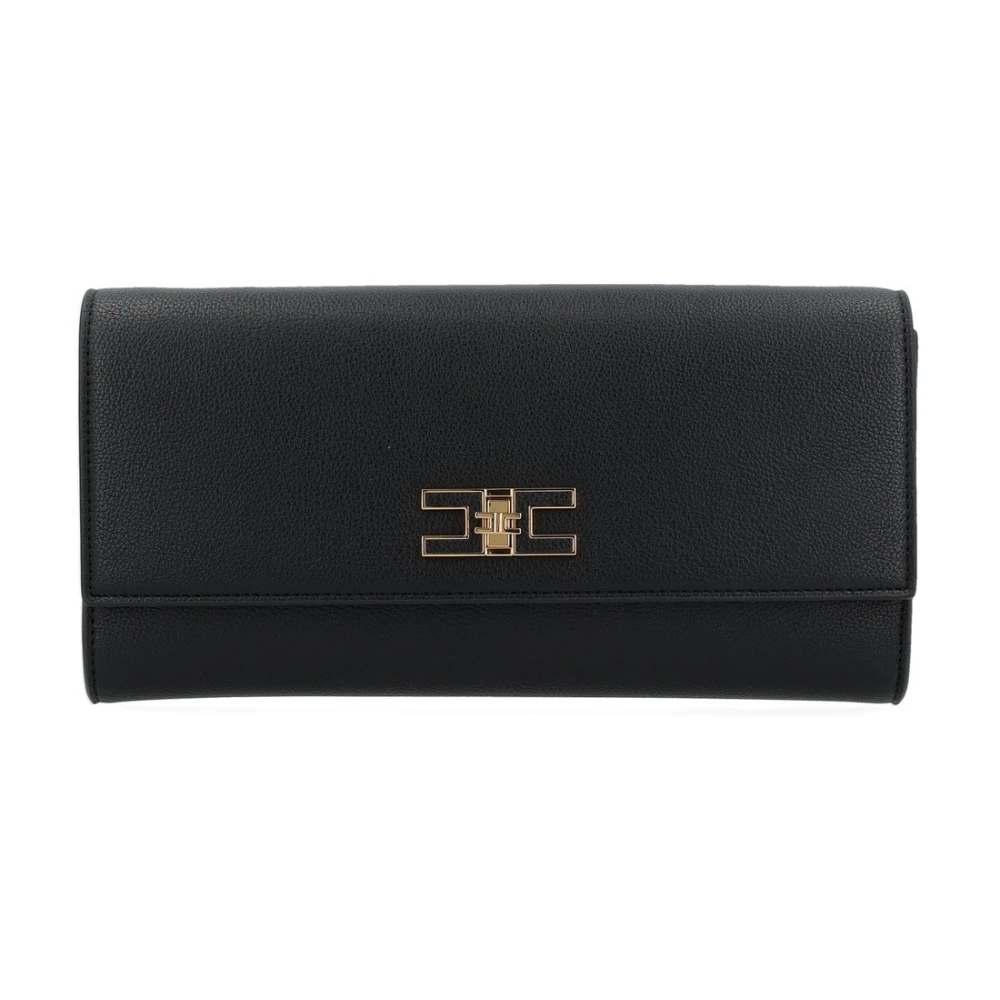 Elisabetta Franchi Zwarte Eco-lederen Baguette met Ketting Black Dames