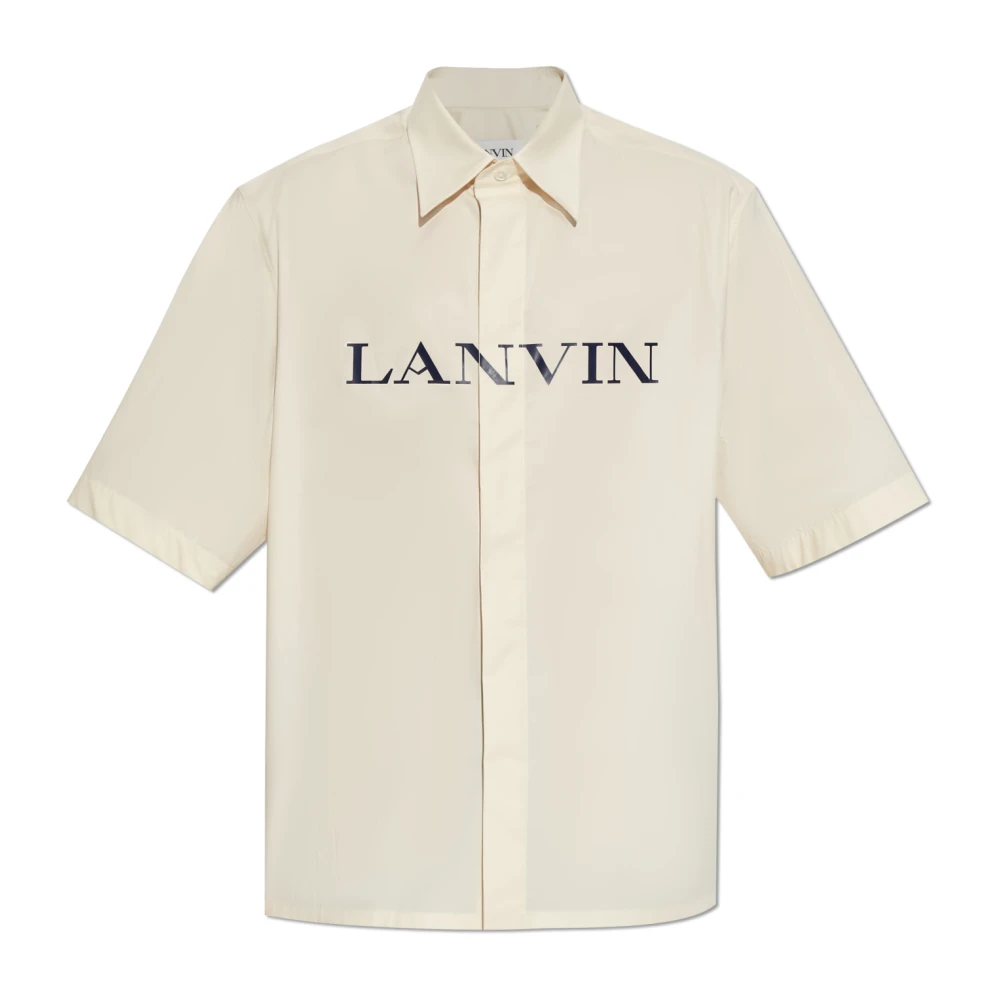 Lanvin Shirt met logo Beige Heren