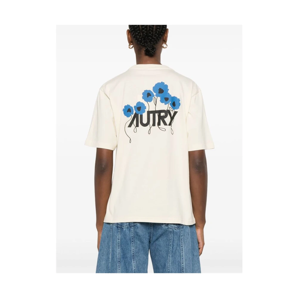 Autry T-shirt met bloemenprint en ronde hals Beige Dames