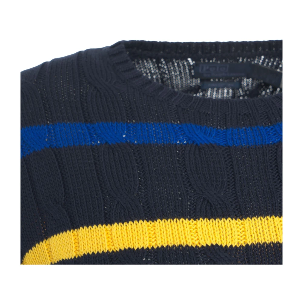 Polo Ralph Lauren Blauwe Gestreepte Kabeltrui Blue Dames