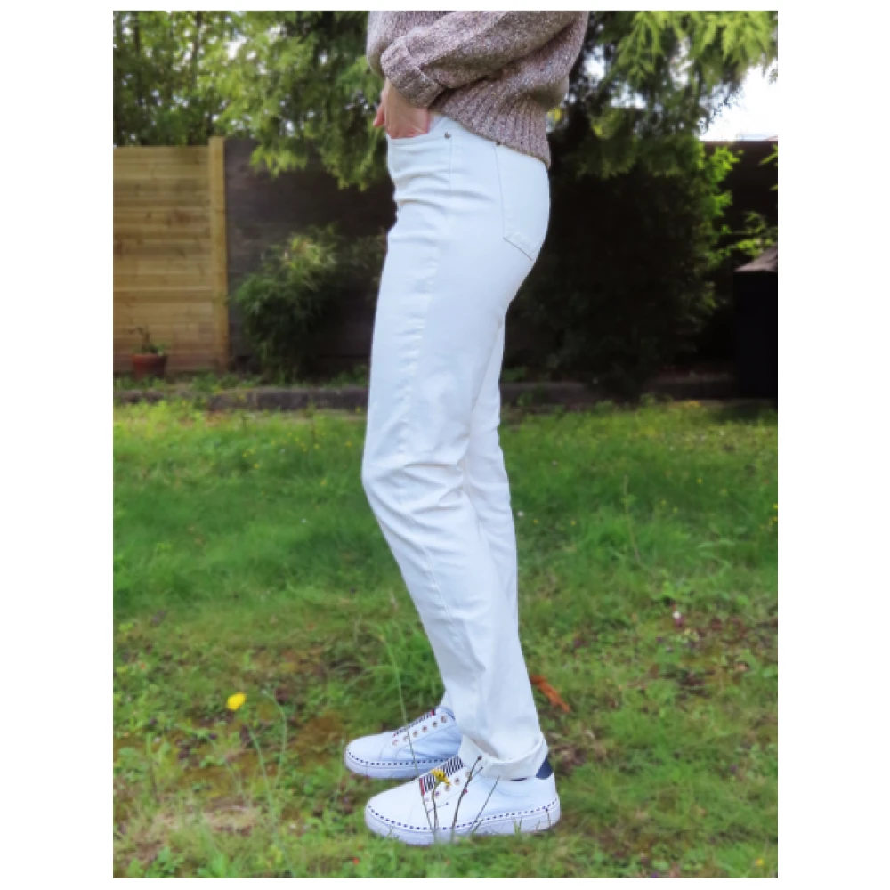 Islow Malo Slim Hoge Taille Katoenen Broek Beige Dames