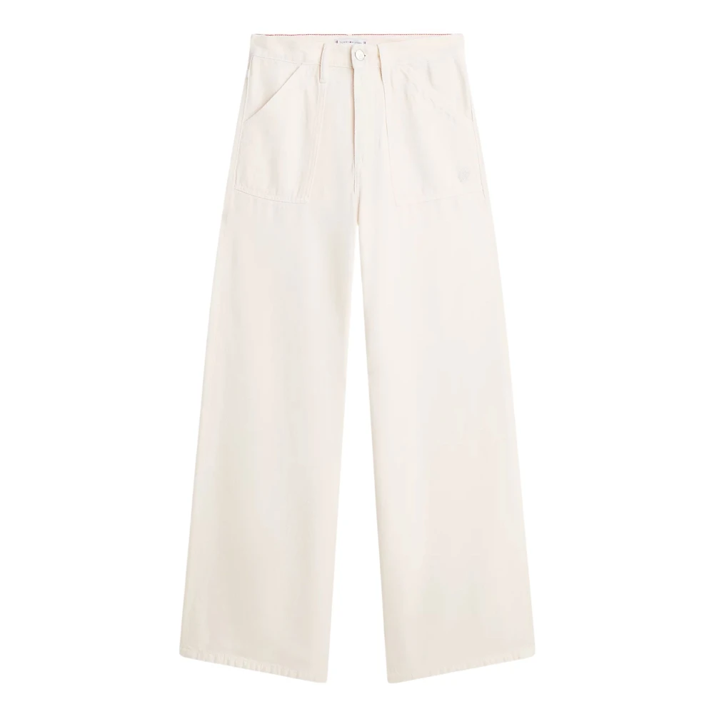 Tommy Hilfiger Women's Beige Wide Jeans, W26, 70S High Rise Wide Leg Jeans