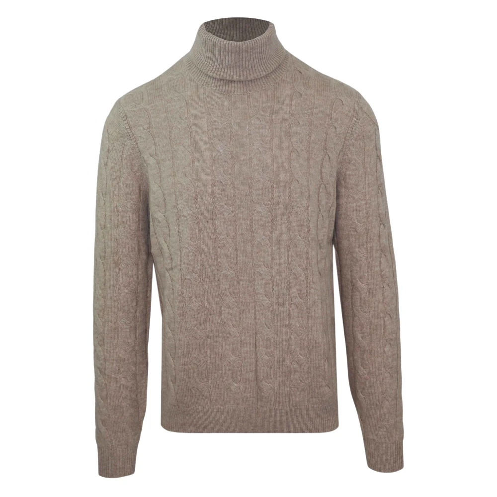 Malo Luxe Wol Cashmere Coltrui Sweater Brown Heren