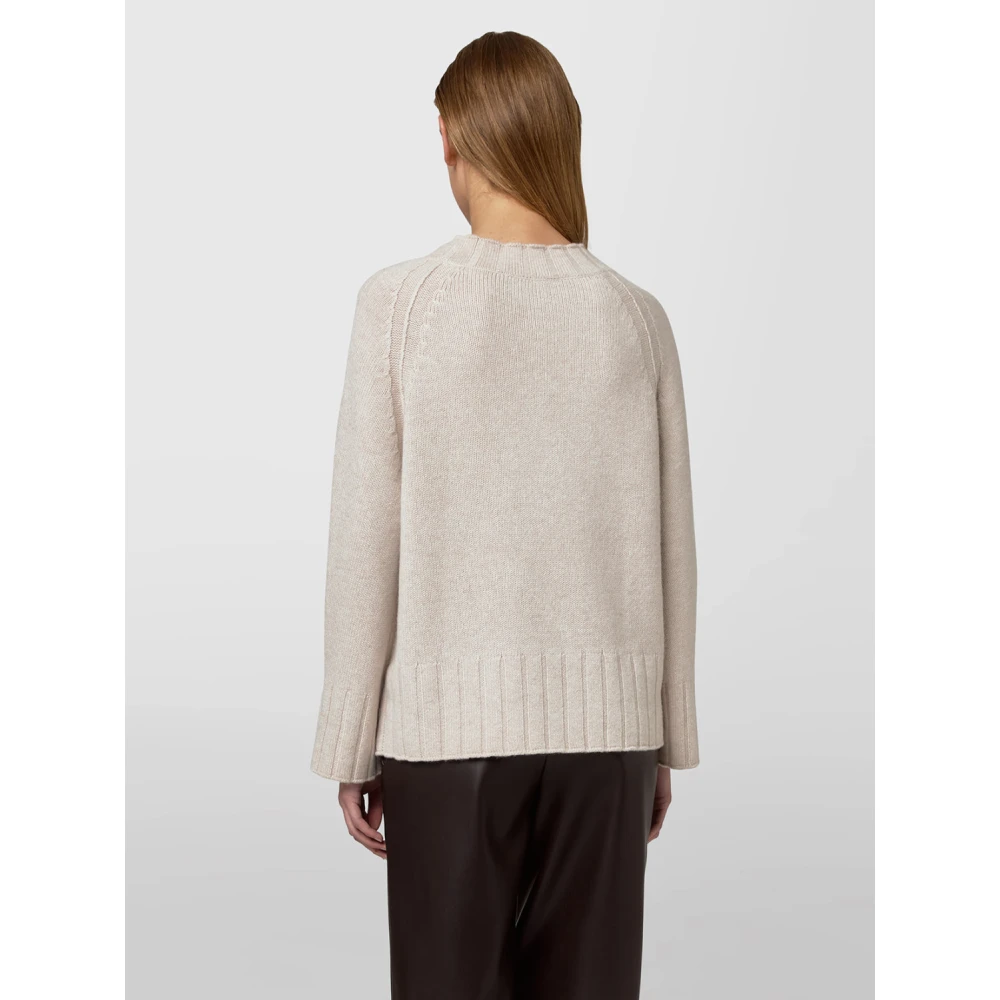Alpha Studio Trui met ronde hals en wijde mouwen Beige Dames