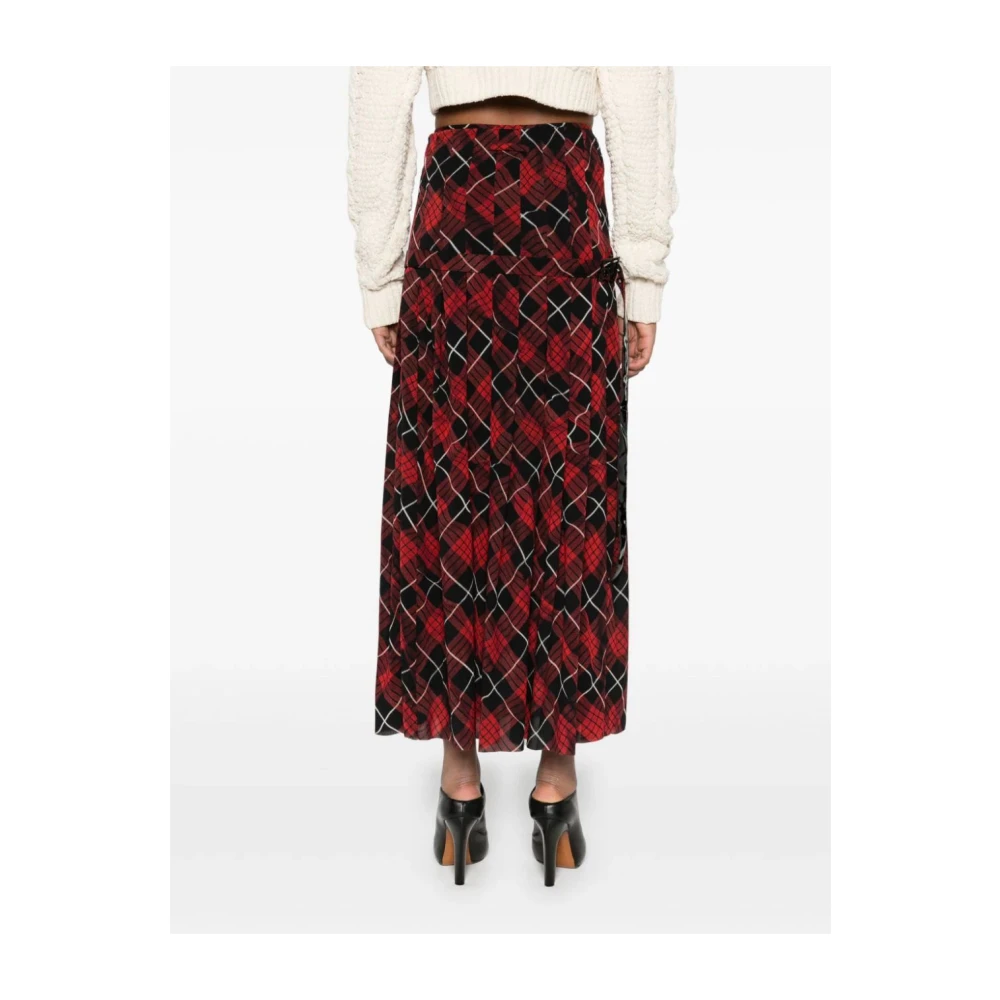 Jean Paul Gaultier Gedrukte Mesh Lange Rok in Rood Red Dames