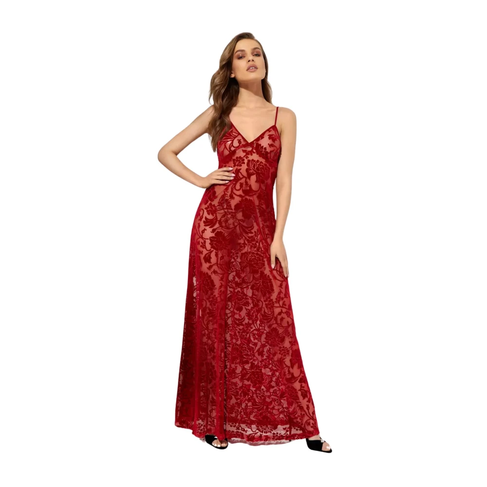 Norma Kamali Rode bloemen maxi jurk Red Dames