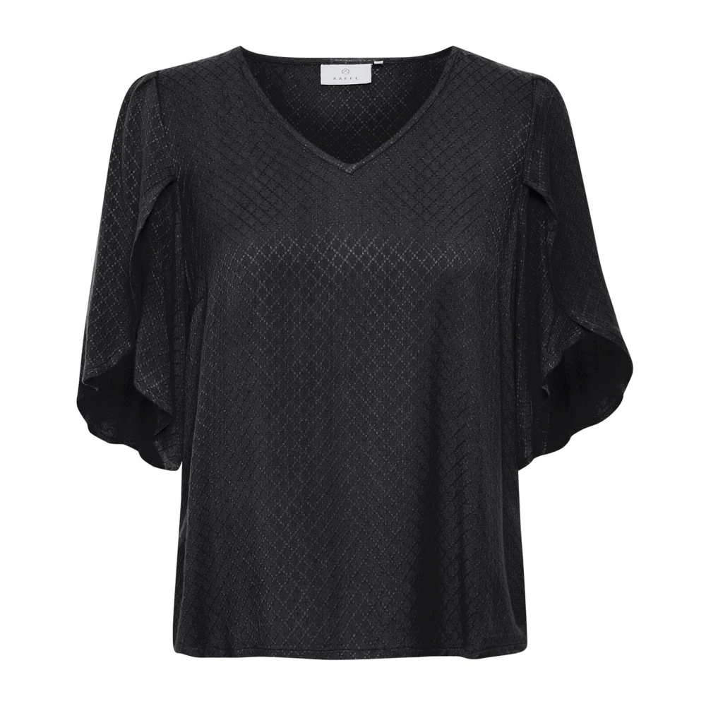 Kaffe Zwart Diepe Blouse met V-Hals Black Dames