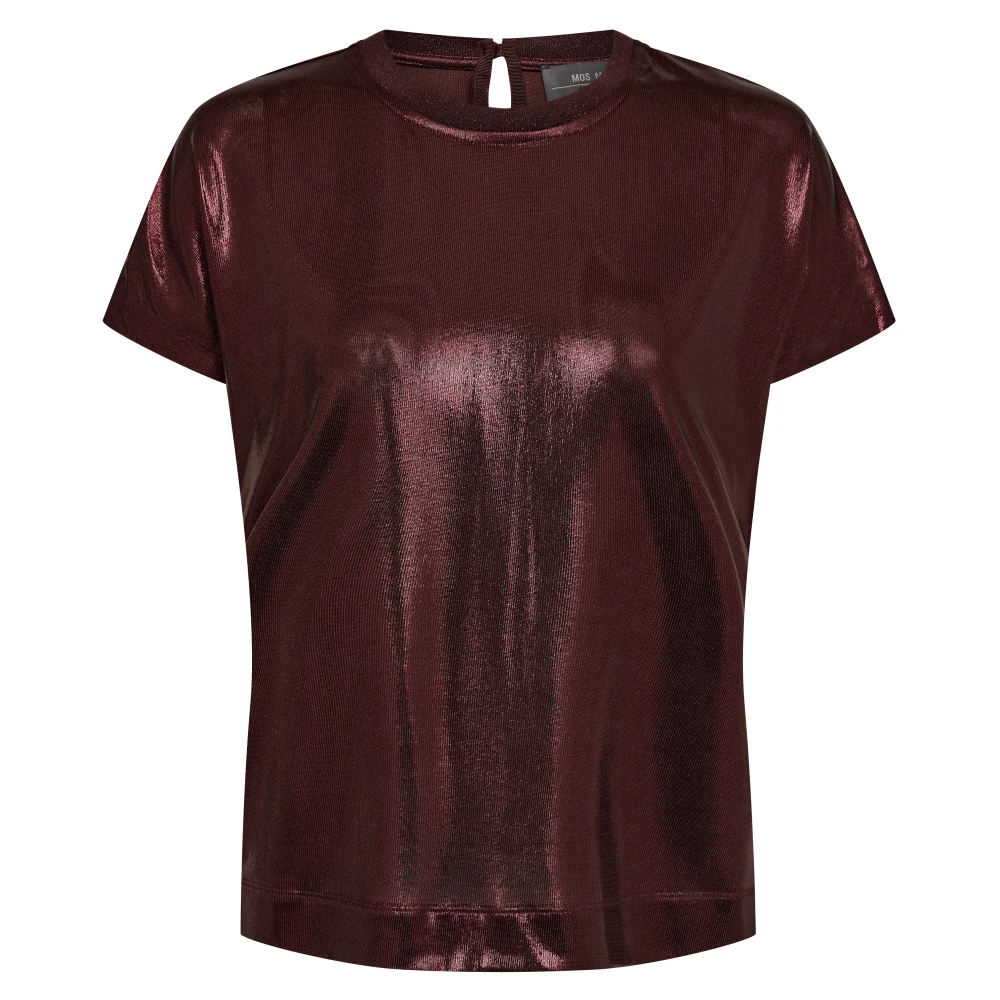 MOS MOSH Metallic O-neck Tee Brown Dames