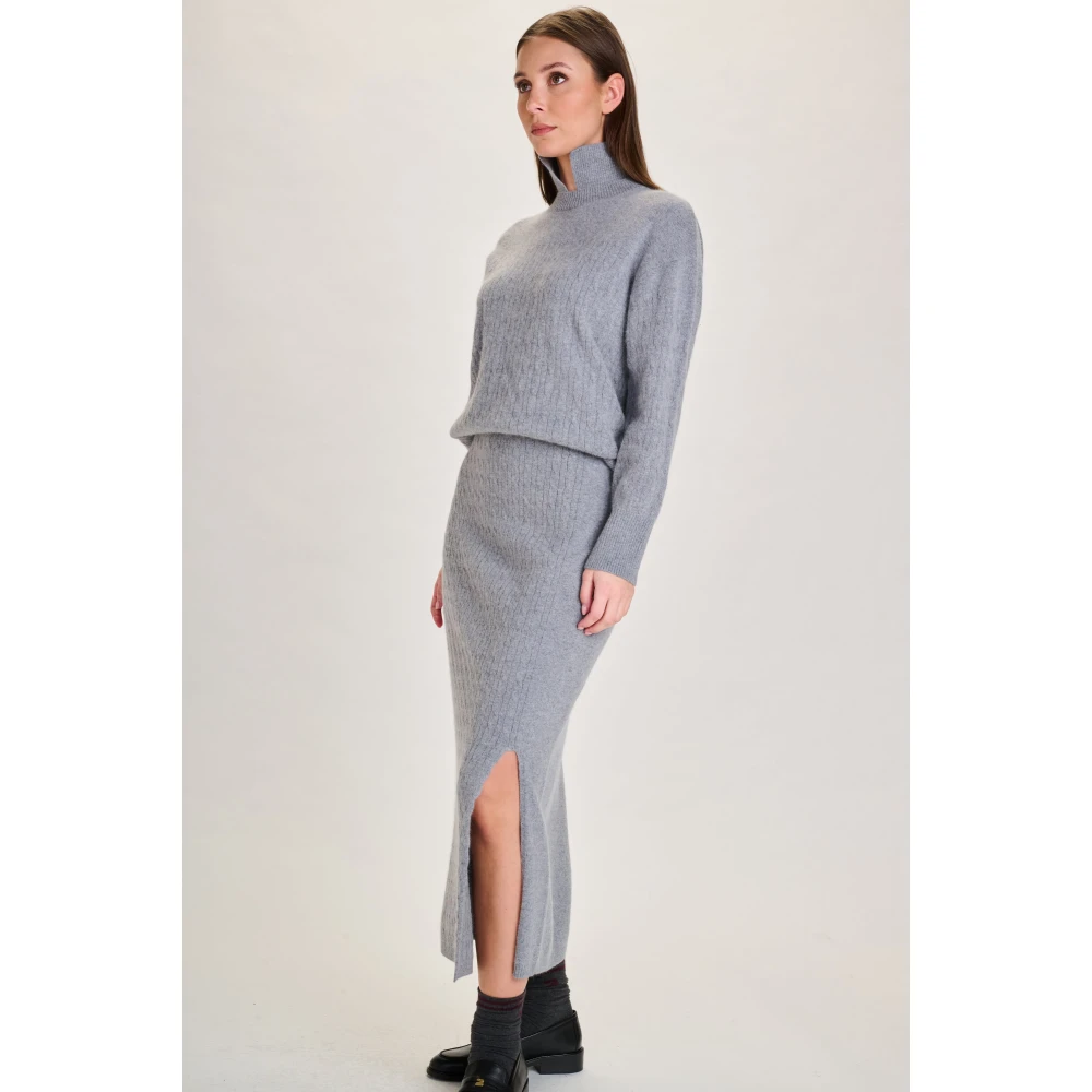 March23 Rok midi met bloemenprint Gray Dames