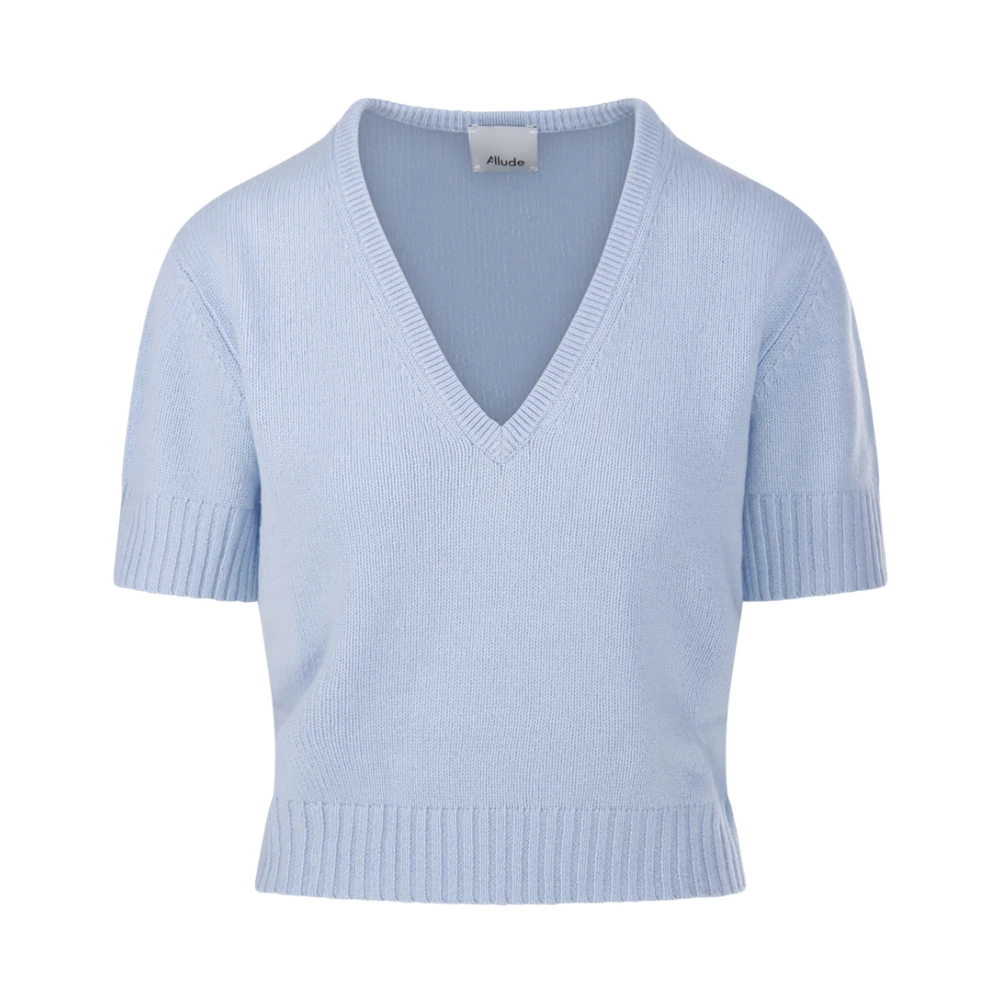 Allude Lichtblauwe V-hals trui Blue Dames