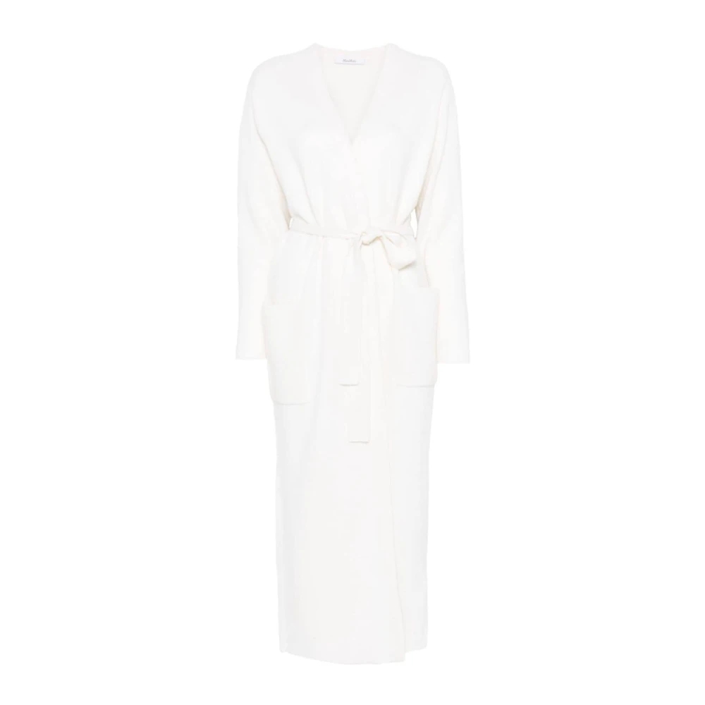 Max Mara Witte Wol Kasjmier Lange Vest White Dames