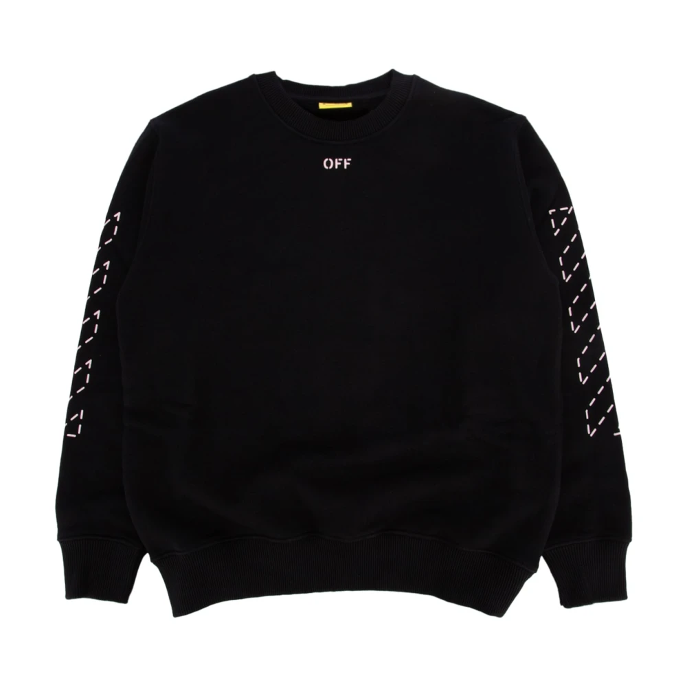 Off White Svart Stickad Crewneck Tröja Black, Flicka