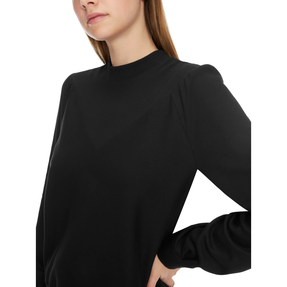 Marc Cain Geribbeld T-shirt met lange mouwen en raglanmouwen Black Dames