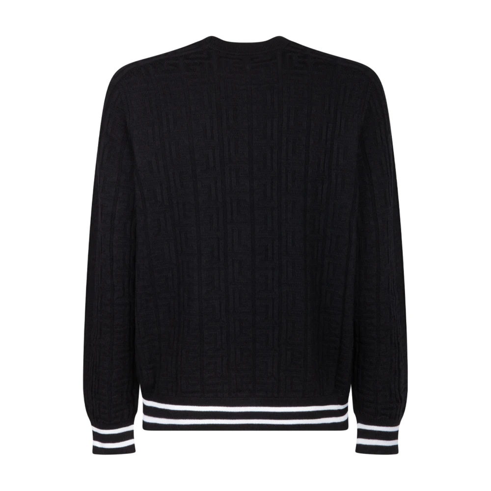 Balmain Gebreide Jacquard Trui Black Heren