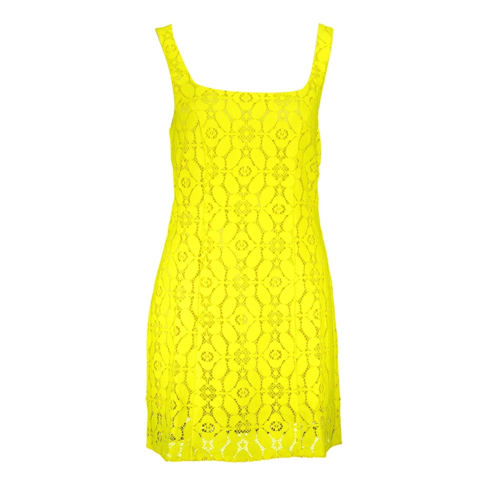 Desigual Women's Yellow Short Dresses, Xl, Chic Sleeveless Dress Square Neckline