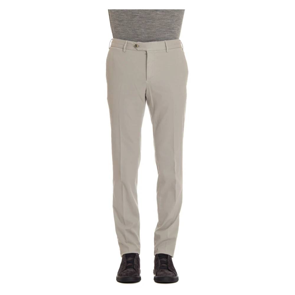 PT Torino Grijze Katoen-Kasjmier Slim Fit Jogger Beige Heren