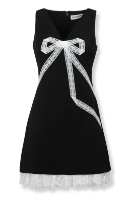 Crepe Bow Lace Mini Klänning