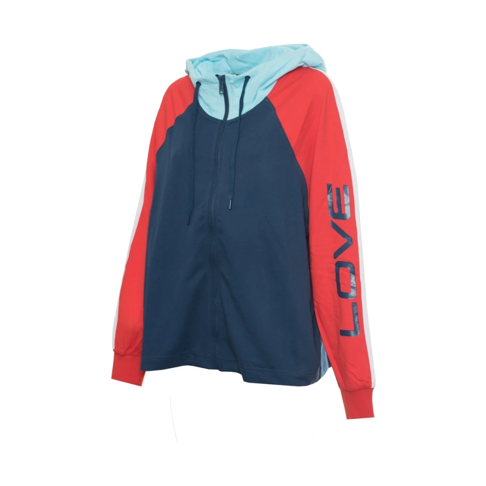 Moschino Stijlvolle Katoenen Bomberjack met Logo Blue Dames