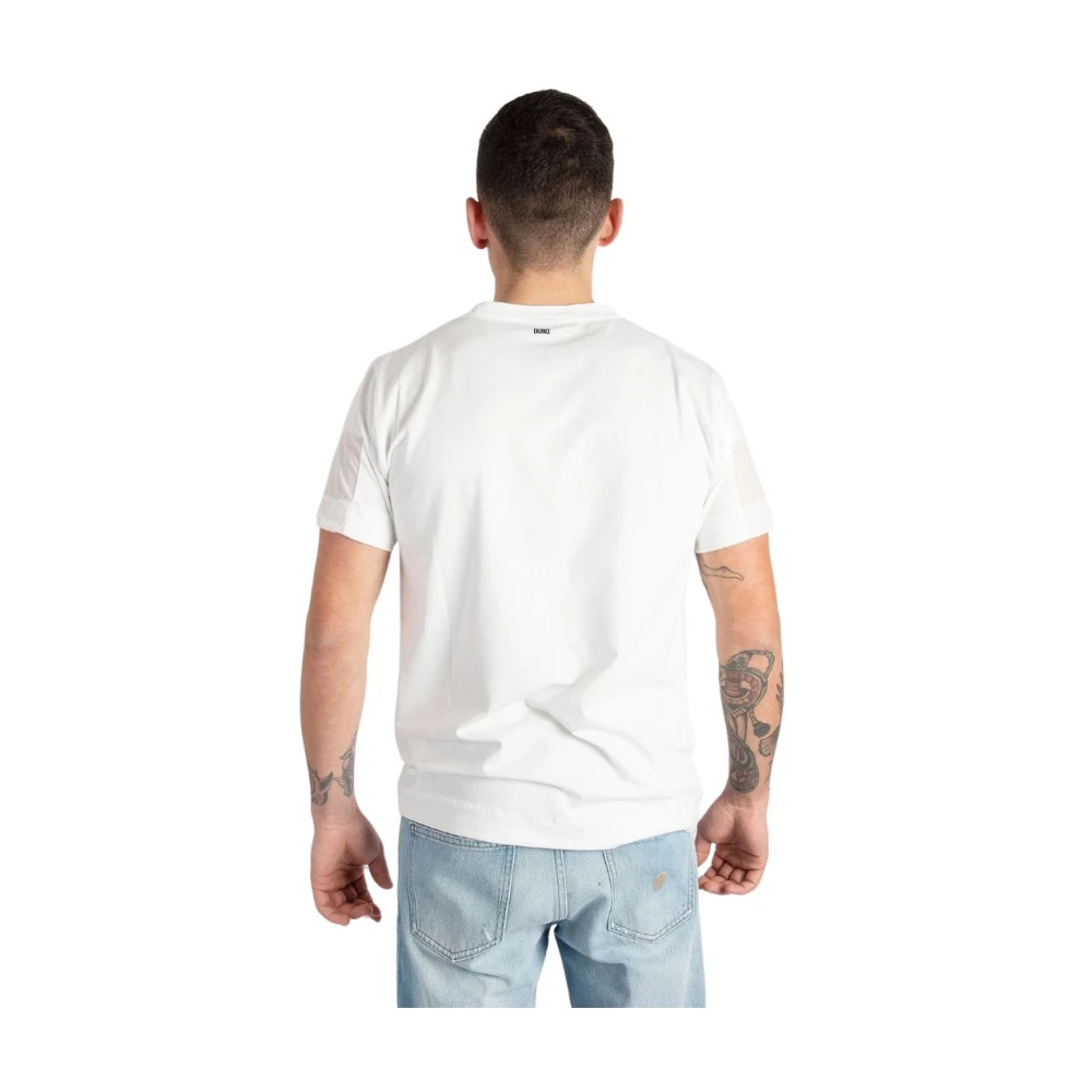 Duno Ademend katoenen T-shirt met voorzak White Heren