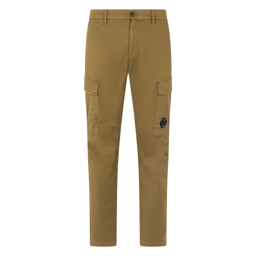 C.p. Company Men's Brown Slim-Fit Trousers, S, Cargo Trousers In Cotton