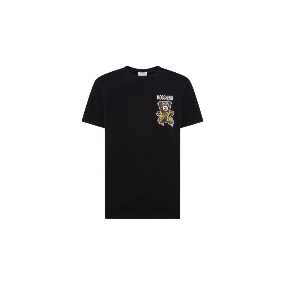 Moschino Black T-Shirts, Male, 2XL, Teddy Bear Cotton Jersey T-Shirt