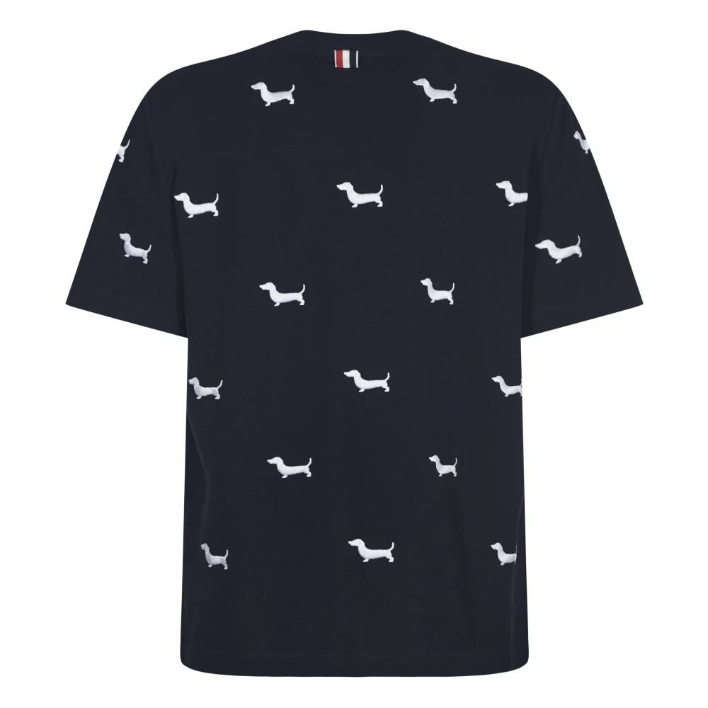 Thom Browne Blauwe Polo Tee met Hector Borduurwerk Blue Heren