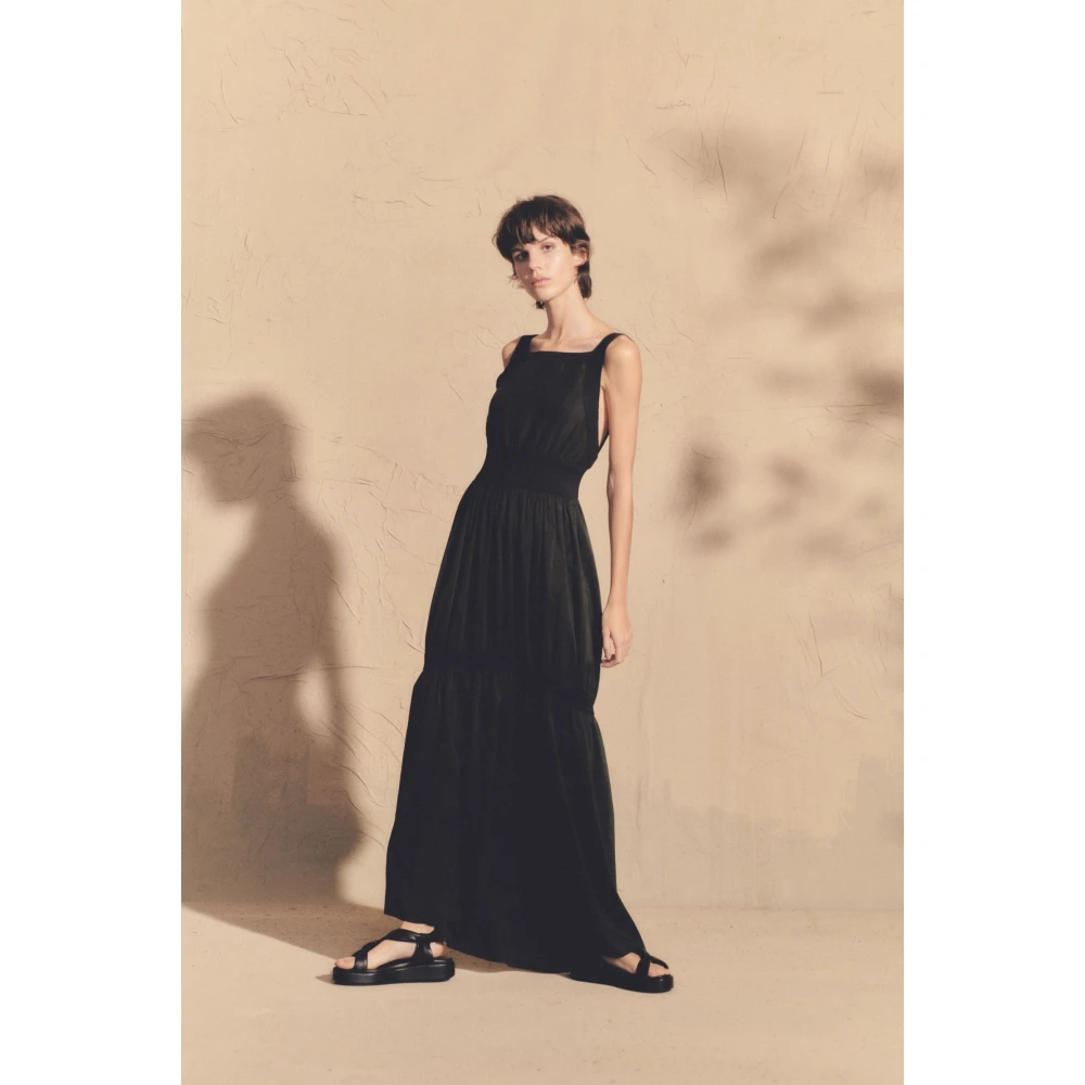 Cortana Rugloze Grijze Rook Jurk Black Dames