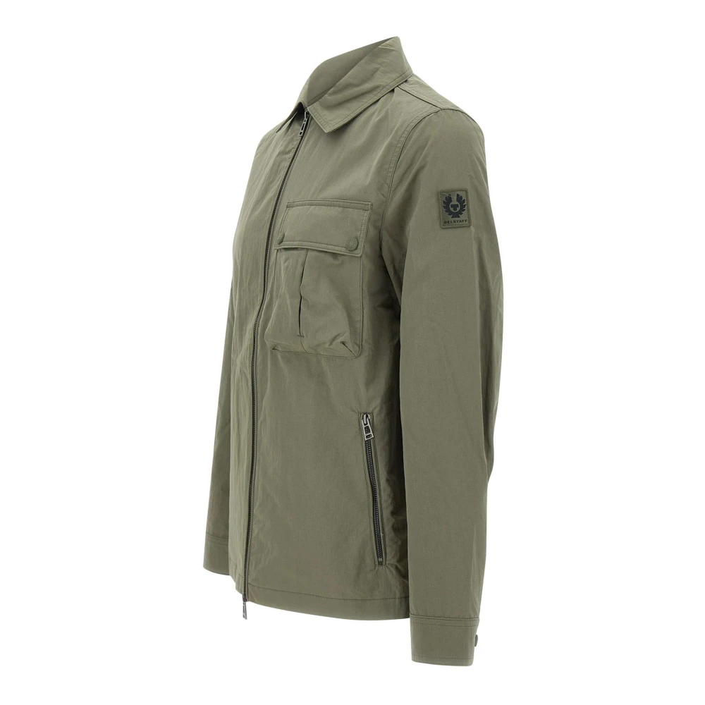 Belstaff Groene Overshirt Katoenmix Gabardine Stof Green Heren