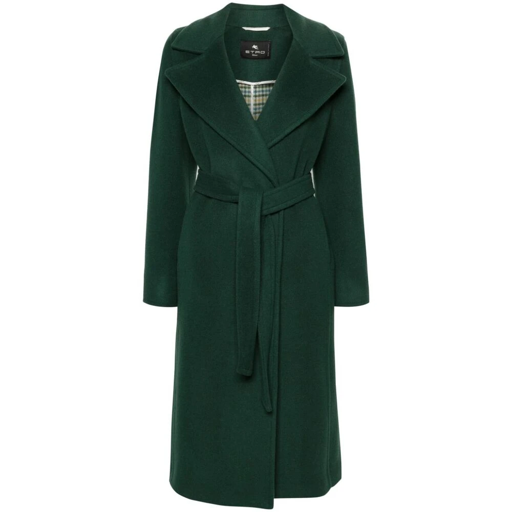 ETRO Bosgroene Wol-Kasjmier Jas Green Dames