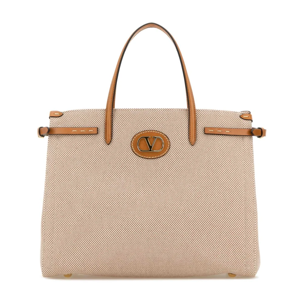 Valentino Garavani Women's Beige Antibes Medium Canvas Shopping Bag - Handbags - One Size - Bags