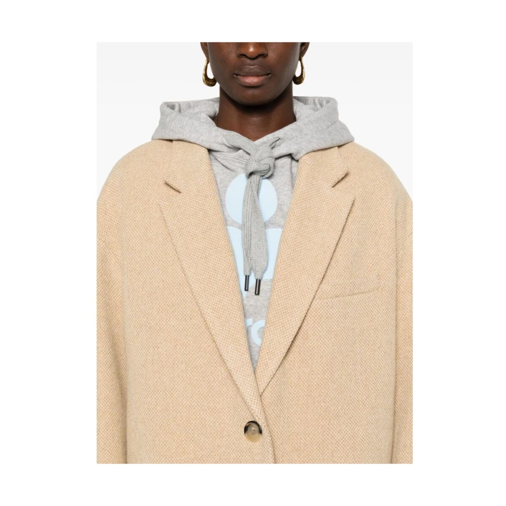 Isabel Marant Étoile Beige Wolmix Herringbone Jas Brown Dames