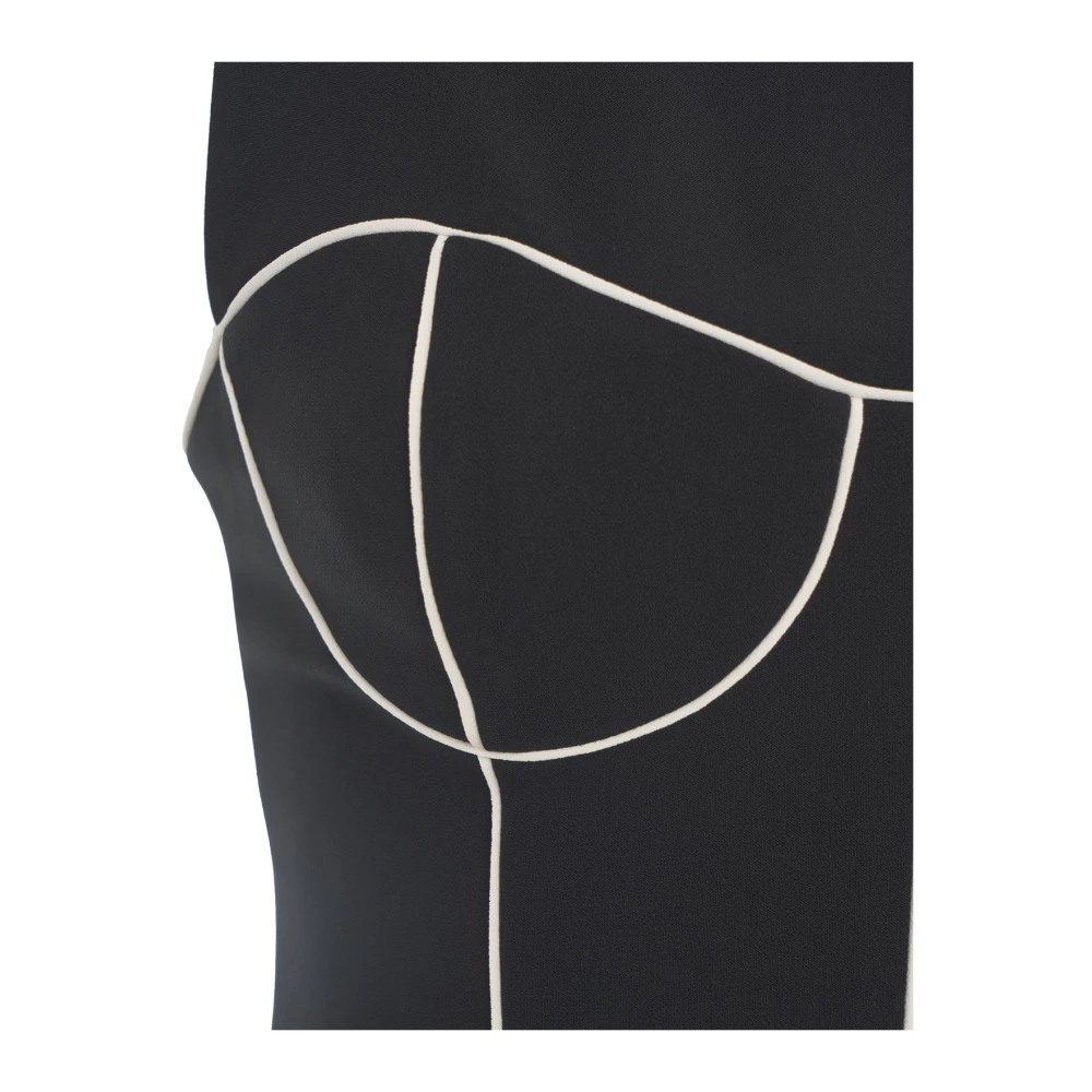 Elisabetta Franchi Zwarte Sheath Jurk met Gouden Details Black Dames