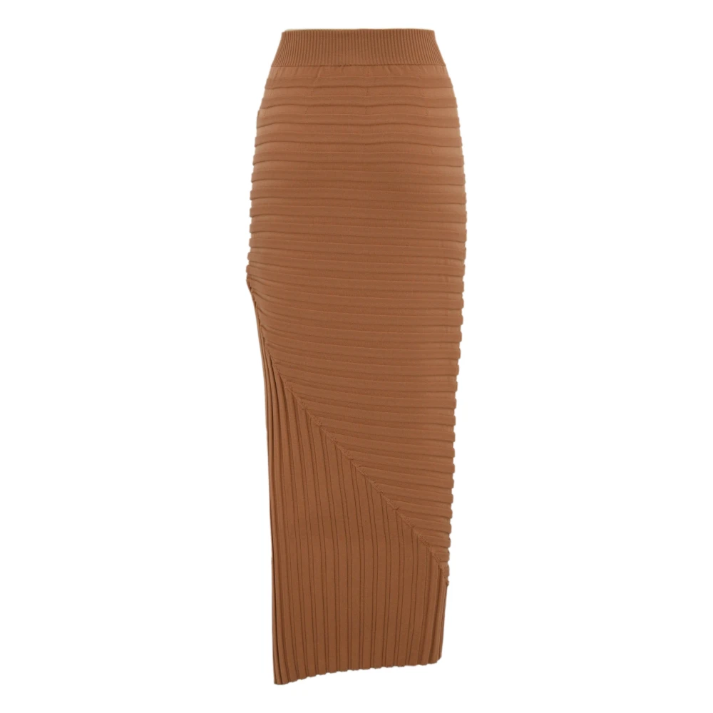 Liviana Conti Asymmetrische Geribbelde Rok Terracotta Orange Dames