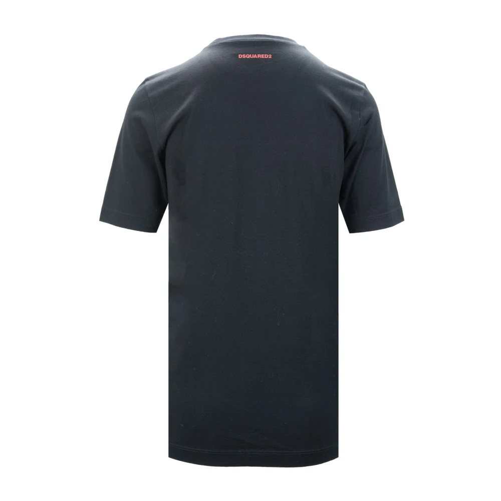 Dsquared2 Zwart T-shirt met Rhinestone 'Kick' Print Black Dames