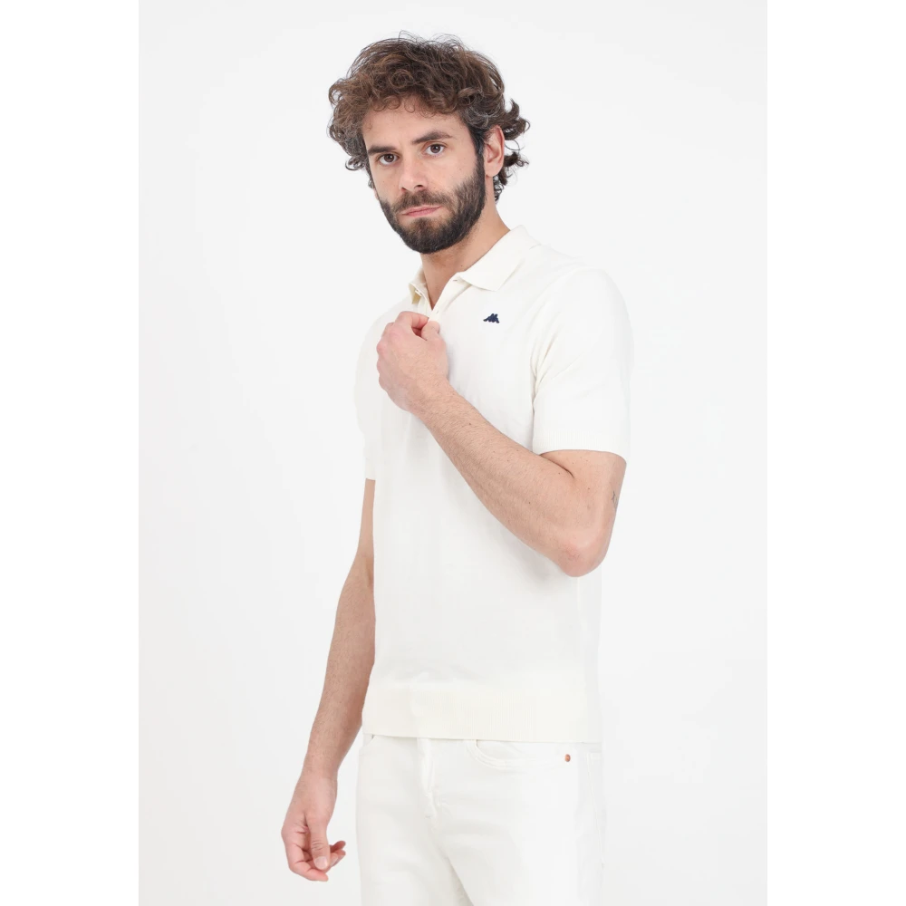 Kappa Heren Crème Polo Shirt met Logo Patch White Heren