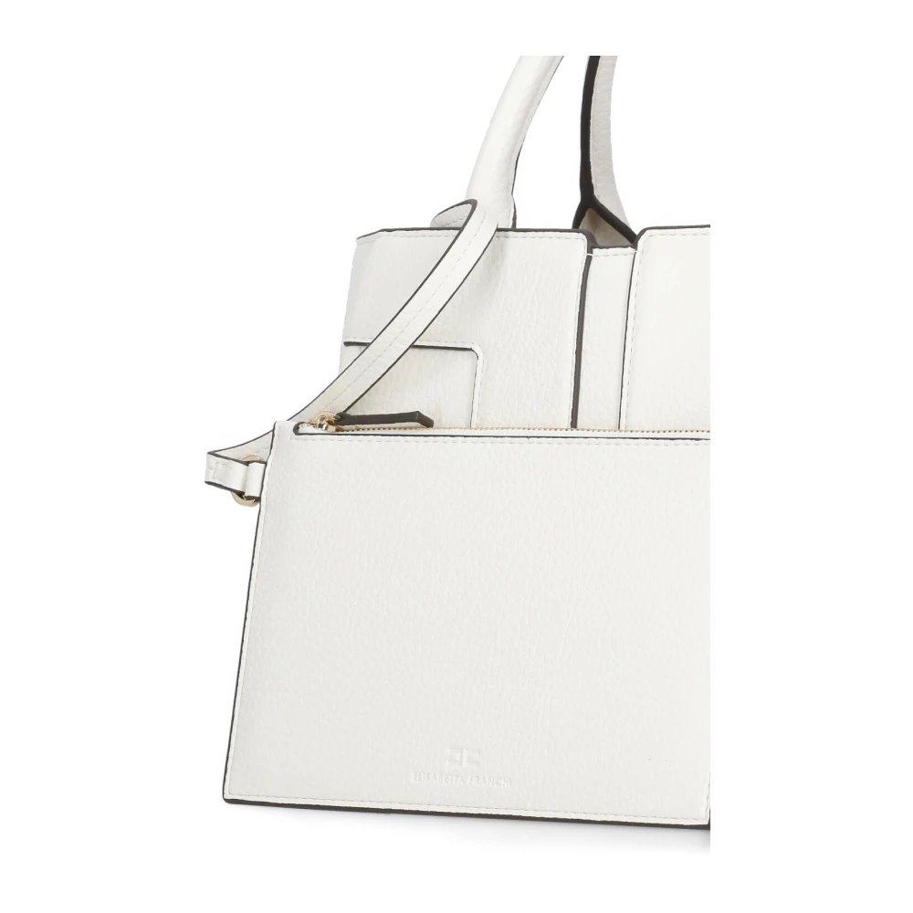 Elisabetta Franchi Ivoor Schoudertas met Handvatten en Riem Beige Dames