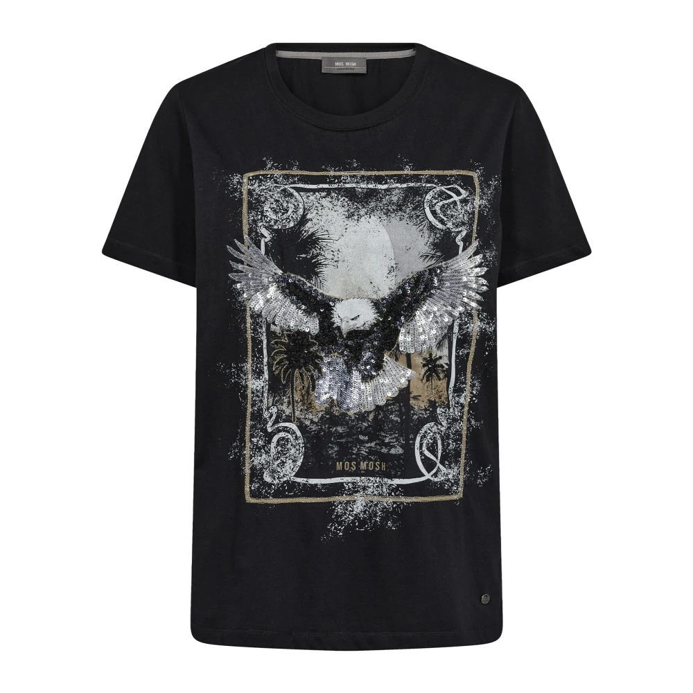 MOS MOSH Grafische Print T-shirt Zwart Black Dames