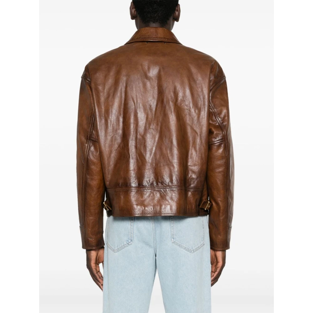 Golden Goose Leren jack met ritssluiting Brown Heren