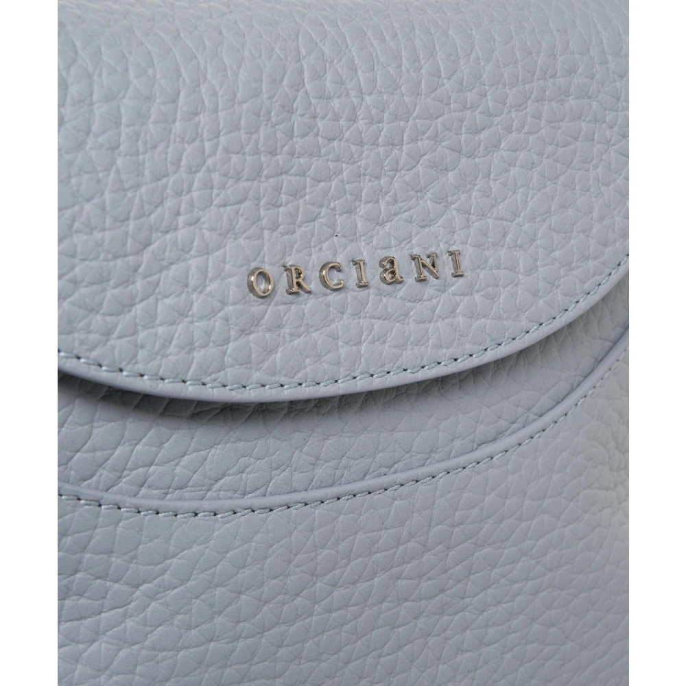 Orciani Blauwe Leren Handtas Elegant Zilveren Details Blue Dames