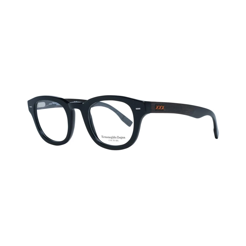 Ermenegildo Zegna Zwarte Ronde Optische Brillen Stijlvol Black Heren