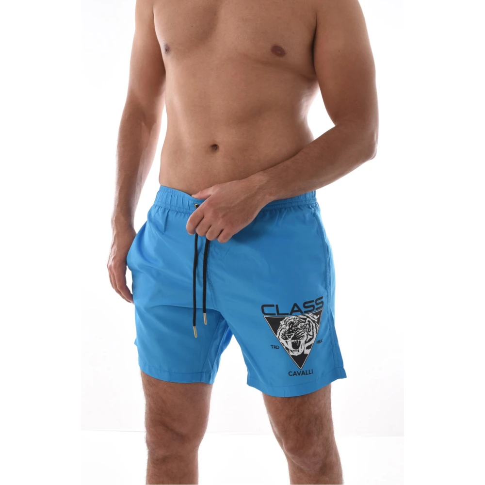 Cavalli Class Logo Print Badshorts - Blå Blue, Herr