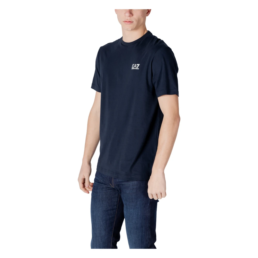 Emporio Armani EA7 Blauw Katoen Ronde Hals T-Shirt Blue Heren