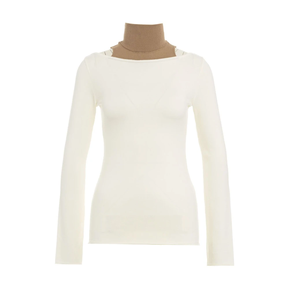 Akep Witte Gebreide Trui Aw24 Handwas Beige Dames