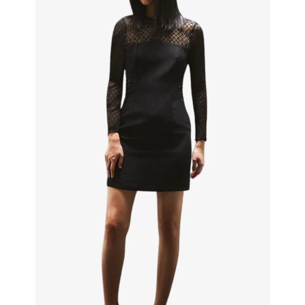 Nenette Glamoureuze Tule Inzet Jurk Black Dames