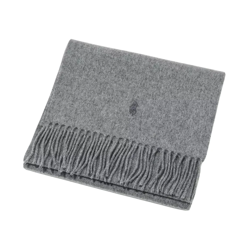 Ralph Lauren Gray Winter Scarves, One Size, Cashmere Scarf With Fringes