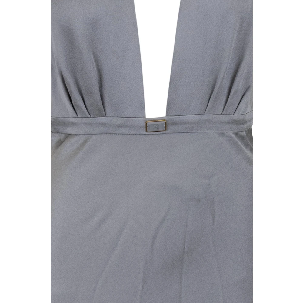 Elisabetta Franchi Gouden Hardware Asymmetrische Rits Jurk Gray Dames
