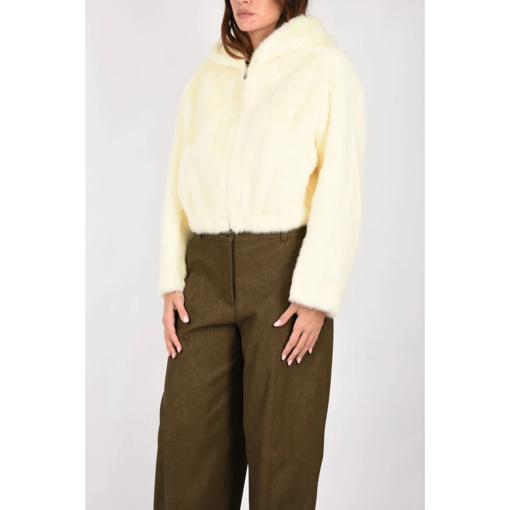 Pinko Damen Gelb - Cropped-Jacke Mit Pelz-Effekt - M - Bild 5